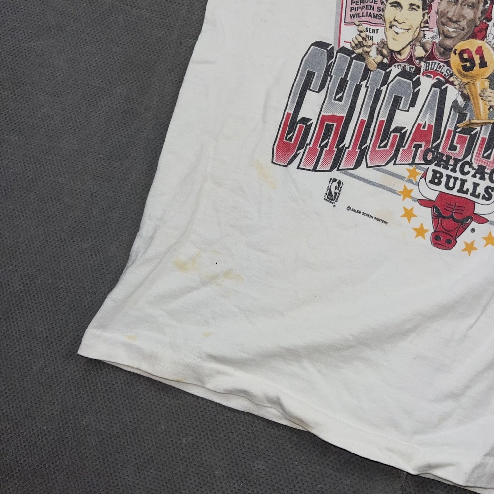 Vintage Chicago Bulls Shirt Mens Medium White NBA Basketball Champs Salem 90s - Picture 3 of 15
